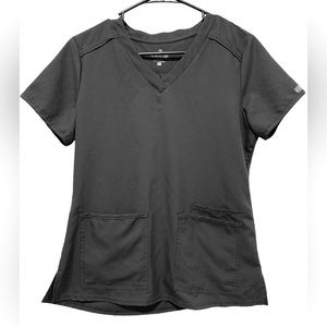 Med Couture Women's Scrub Top Gray Short Sleeve Size Small Medical Nursing